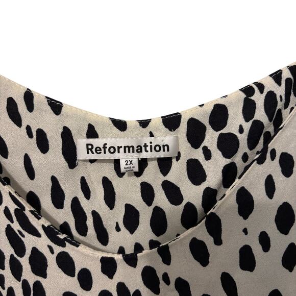 Reformation White Black Ventura Cheetah Mini Slip Dress Size 2X - Picture 4 of 8